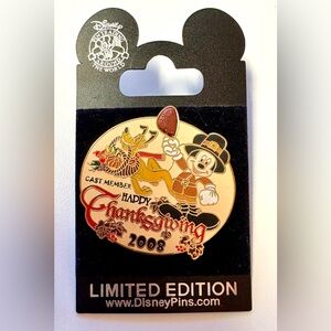 Disney Parks 2008 Cast Member Exclusive Happy Thanksgiving Mickey LE1750 Pin